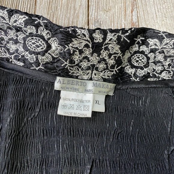 Alberto Makali Button Down Shirt Women's Size XL Crinkle Embroidered Sequins Art - Picture 12 of 12